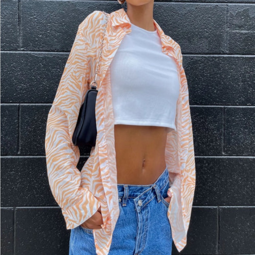 Orange Button Up - Picture 2 of 5